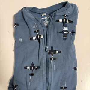 Pekkle Blue Airplane Print Baby Onesie